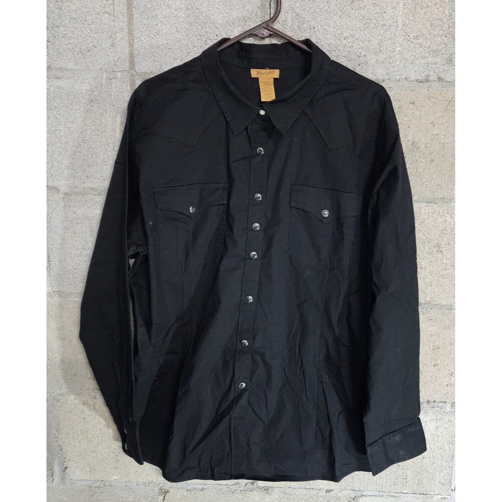 Wrangler Long Sleeve Button-Up Pearl Snap Women's Western Shirt Size Black 3XL